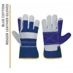 Blue Cotton Rigger Leather Gloves